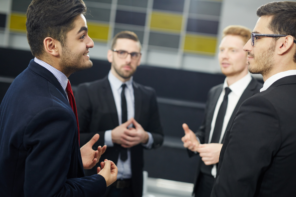 Modern office with a team working